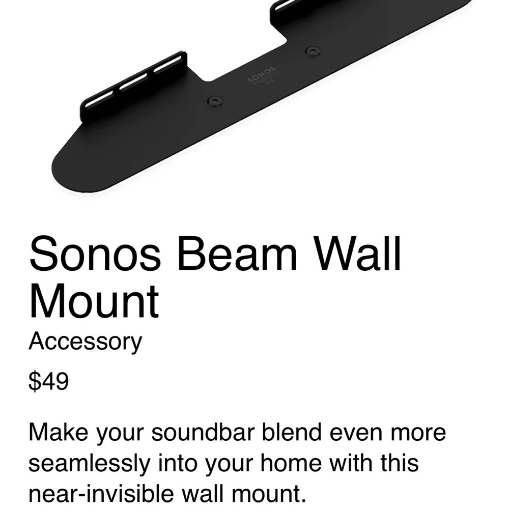 Sonos Black Wall mounting for arc, new in box. Never used.